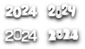 New Year 2024 different paper numbers for calendar header on white background Royalty Free Stock Photo