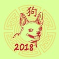 2018 New Year Of Dog Sketch Animal Chinese Calligraphy Background Greeting Card Royalty Free Stock Photo