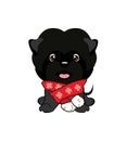 NEW year doggy. Happy Dog cartoon. christmas dog with red scarf. Cute puppies. Royalty Free Stock Photo