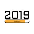 New year download screen. Progress bar almost reaching new year`s eve. Vector illustration with 2019 loading. Image for new start