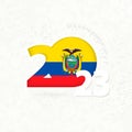 New Year 2023 for Ecuador on snowflake background