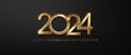 2024 New Year. Elegant festive christmas banner with luxurious and beautiful gold numbers. Premium holiday design for