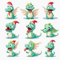 New year emoji of funny dragon. Cartoon style, New Year, Christmas.