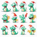 New year emoji of funny dragon. Cartoon style, New Year, Christmas.