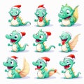 New year emoji of funny dragon. Cartoon style, New Year, Christmas.