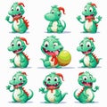 New year emoji of funny dragon. Cartoon style, New Year, Christmas.