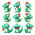 New year emoji of funny dragon. Cartoon style, New Year, Christmas.