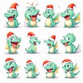 New year emoji of funny dragon. Cartoon style, New Year, Christmas.