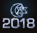 New 2018 year europe with symbols of three religions