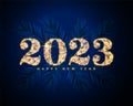 new year eve estive background with glowing 2023 text design vector illustration