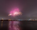 New year eve fireworks at gothenburg operan sweden Royalty Free Stock Photo