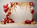 Red and yellow ballons in Solid Wall Background for Wedding, party, New Year