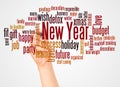 New Year expectations word cloud and hand with marker concept Royalty Free Stock Photo