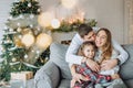 new year family gifts joy christmas tree Royalty Free Stock Photo