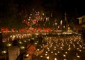 New year festival, Buddhist monk fire candles to t Royalty Free Stock Photo