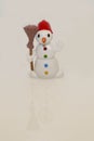 New year festive snowman in red bucket