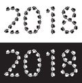 New Year 2018 figures made of dog footprints, isolated on white background. Vector illustration. Royalty Free Stock Photo