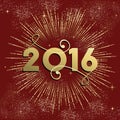 New Year 2016 firework explosion card gold Royalty Free Stock Photo