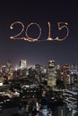 2015 New Year Fireworks celebrating over Tokyo cityscape Royalty Free Stock Photo