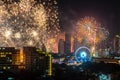 New Year Fireworks celebration in Bangkok, Thailand Royalty Free Stock Photo