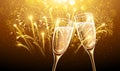 New Year fireworks and champagne Royalty Free Stock Photo