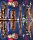 New Year fireworks display in Dubai Marina, Dubai, UAE Royalty Free Stock Photo