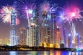 New Year fireworks display in Dubai Royalty Free Stock Photo