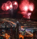 New Year fireworks display in Dubai, UAE Royalty Free Stock Photo