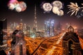 New Year fireworks display in Dubai, UAE Royalty Free Stock Photo