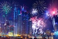 New Year fireworks display in Dubai, UAE Royalty Free Stock Photo