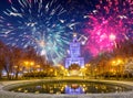 New Year fireworks display in Warsaw, Poland Royalty Free Stock Photo