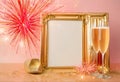 New Year fireworks luxury background card - AI generated