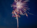 ColorfulfFireworks burst in the night sky with light trails Royalty Free Stock Photo