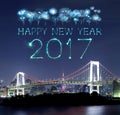 2017 New Year Fireworks over Tokyo Rainbow Bridge at Night, Odaiba, Japan Royalty Free Stock Photo