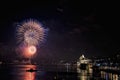 New year fireworks in stockholm harbor sweden Royalty Free Stock Photo