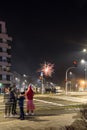 New Year Fireworks, Warsaw, Poland Royalty Free Stock Photo