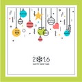 New Year flat line design greeting card