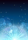 New Year banner flyer concept with firework flare,glowing stars,light flashes,highlight circles,christmas background