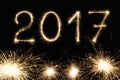 New year font sparkler numbers on black background Royalty Free Stock Photo