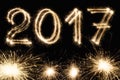 New year font sparkler numbers on black background Royalty Free Stock Photo