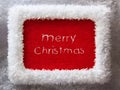 New Year frame with embroidered Merry Christmas Royalty Free Stock Photo