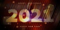 2021. New Year  geometric  number year design on dark background. Concept holidey with blurred lines and abstract shapes Royalty Free Stock Photo