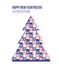 New Year geometric poster in modern style. Layout design template, annual report, leaflet. Minimalistic Christmas vector pattern
