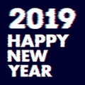 2019 New Year glitch Trendy style lettering typeface Text Vector
