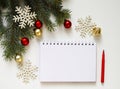 New Year goal list . notebook for writing about plan listing of new year goals and resolutions setting on white background with Royalty Free Stock Photo