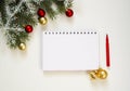 New Year goal list . notebook for writing about plan listing of new year goals and resolutions setting on white background with Royalty Free Stock Photo