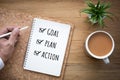 New year 2018 goal,plan,action text on notepad.Business motivation Royalty Free Stock Photo