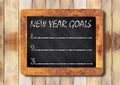 New year goals chalk on the blackboard