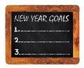 New year goals chalk on the blackboard