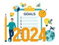 2024 New Year Goals Checklist. Future Goal And Plans. List For Upcoming New Year Making Yearly Planning For 2024. Business